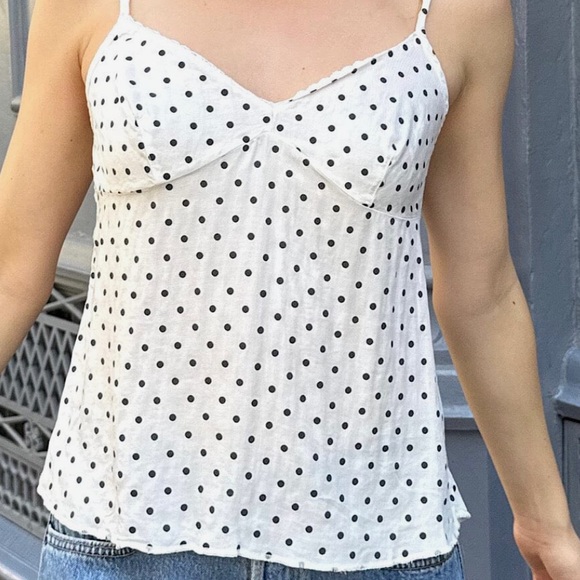 NWT Brandy Melville Gabriela Tank Navy and White Polka Dot - Picture 10 of 13